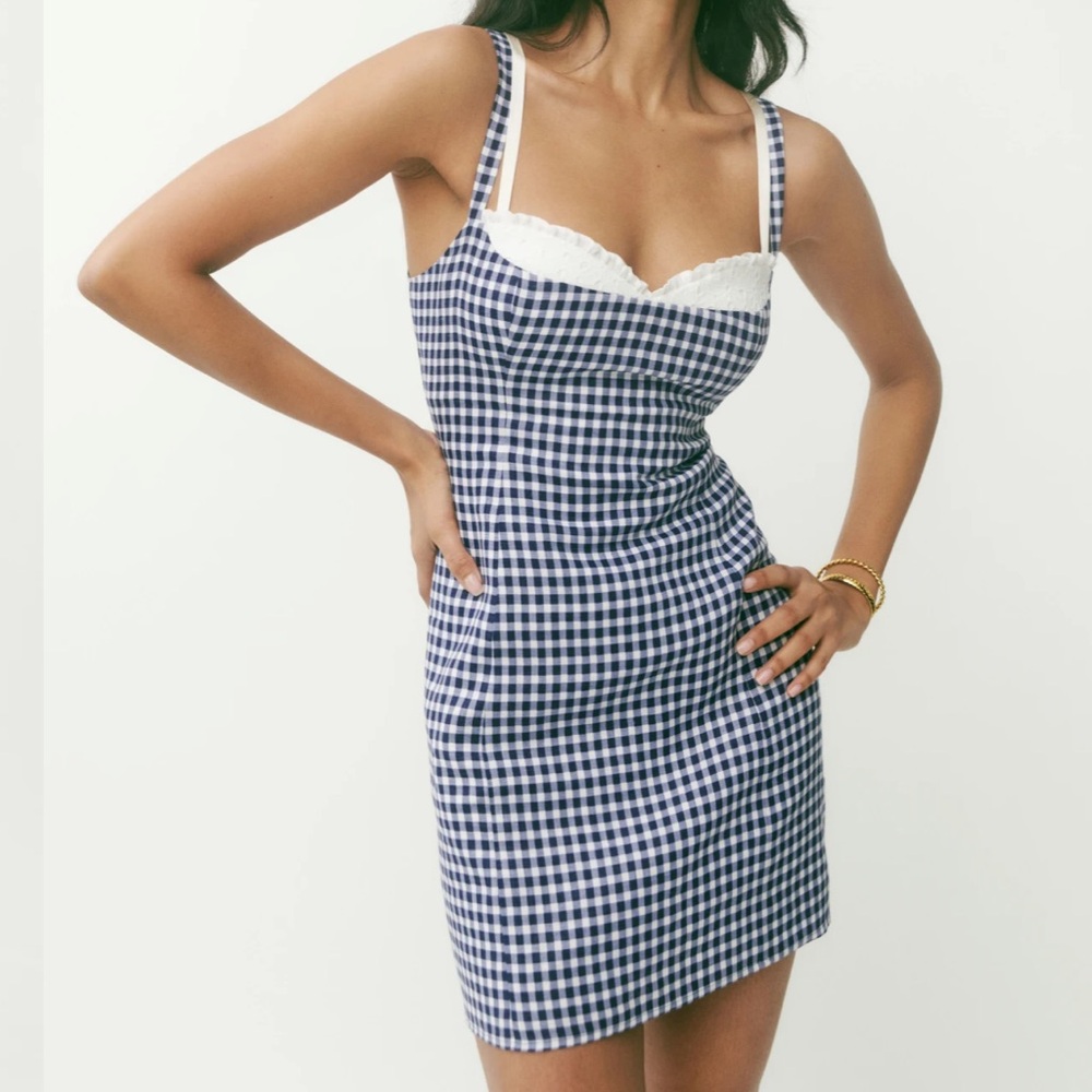 Lovella Linen Dress Reformation size 0 Madison check